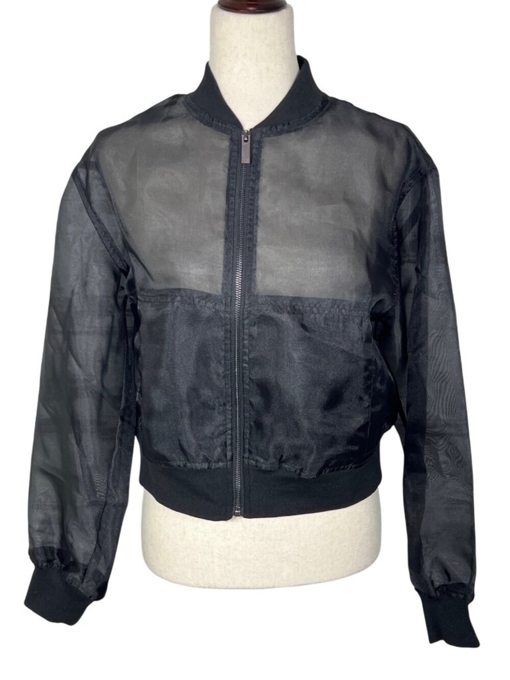 SANCTUARY Sheer Organza Bomber Jacket Black Sz XS NWT